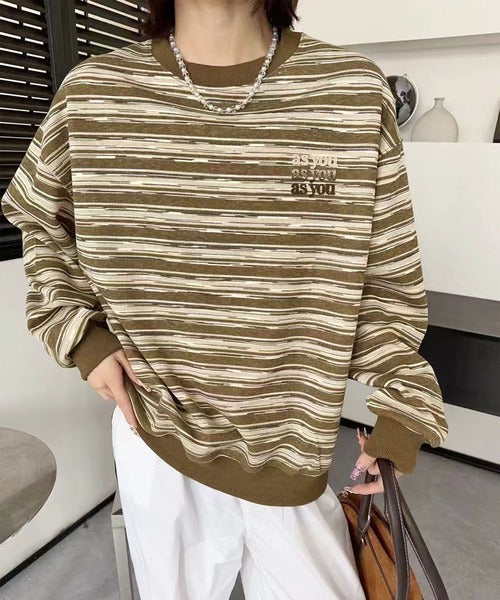 オーバーシルエット マルチボーダー プルオーバー