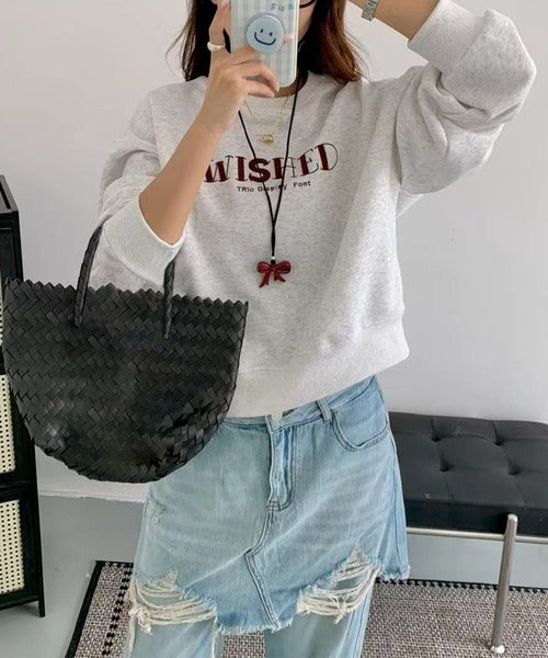 オーバーシルエット ロゴ刺繍 スウェット