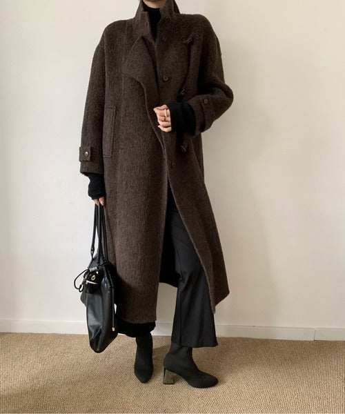 DECADE CLASSIC ウールアルパカシャギーステンカラーコート