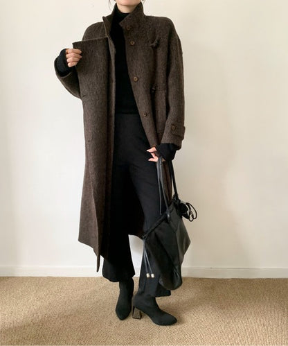 DECADE CLASSIC ウールアルパカシャギーステンカラーコート