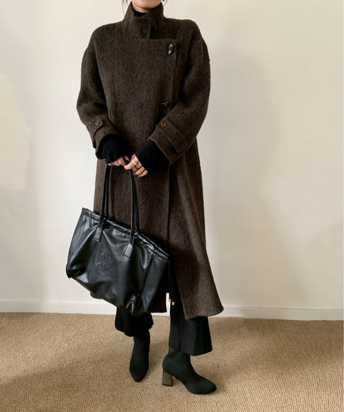 DECADE CLASSIC ウールアルパカシャギーステンカラーコート