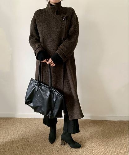 DECADE CLASSIC ウールアルパカシャギーステンカラーコート