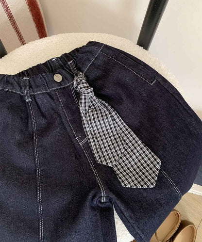 【aimoha-KIDS-】キッズ　裏起毛デニムコクーンパンツ