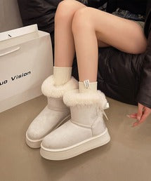 バックリボン　ムートンブーツ