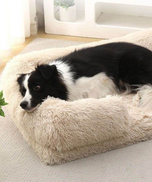 Fluffy sofa-style pet bed
