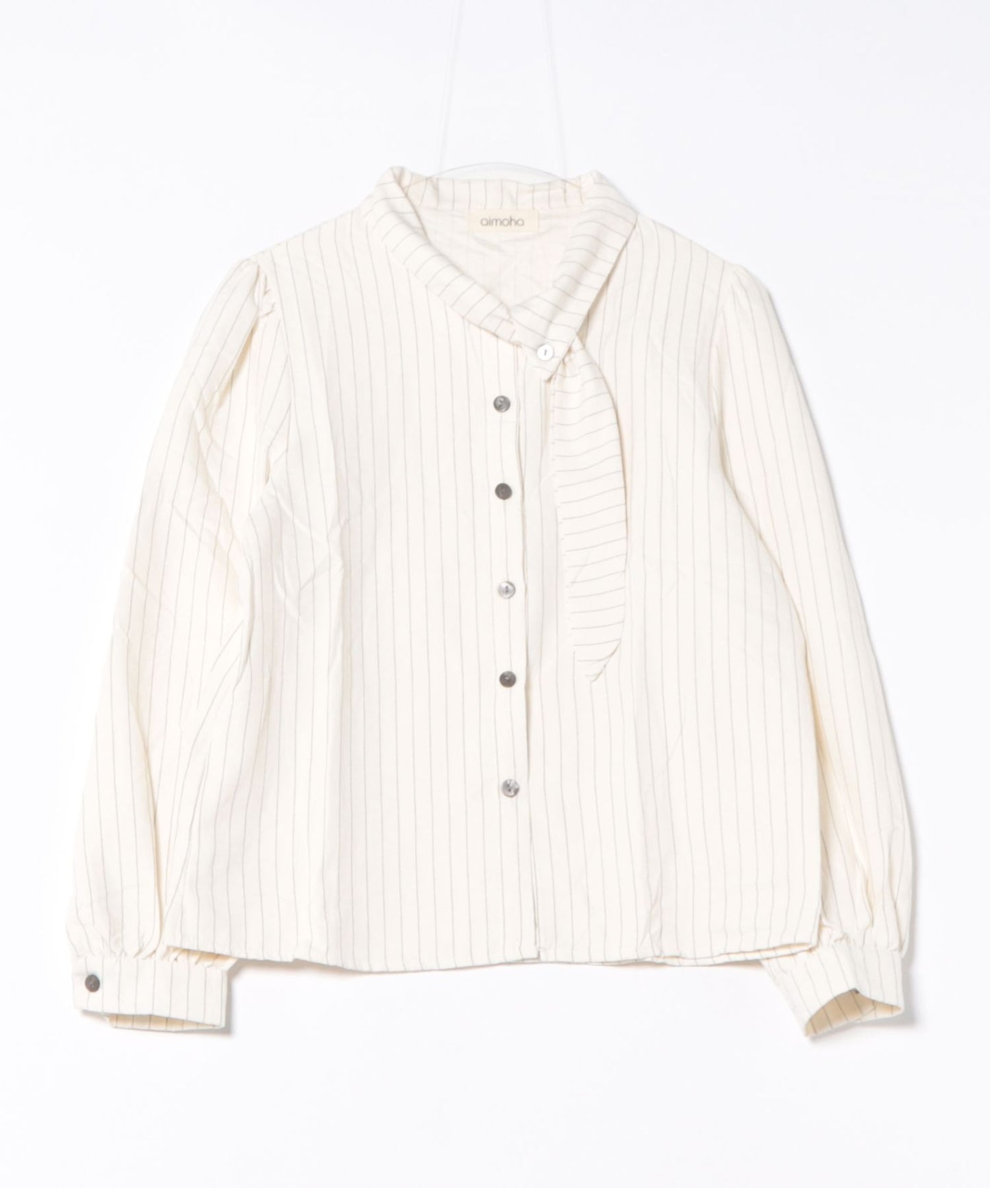 フェミニンリボンストライプシャツブラウス