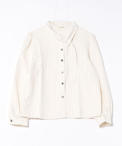 フェミニンリボンストライプシャツブラウス