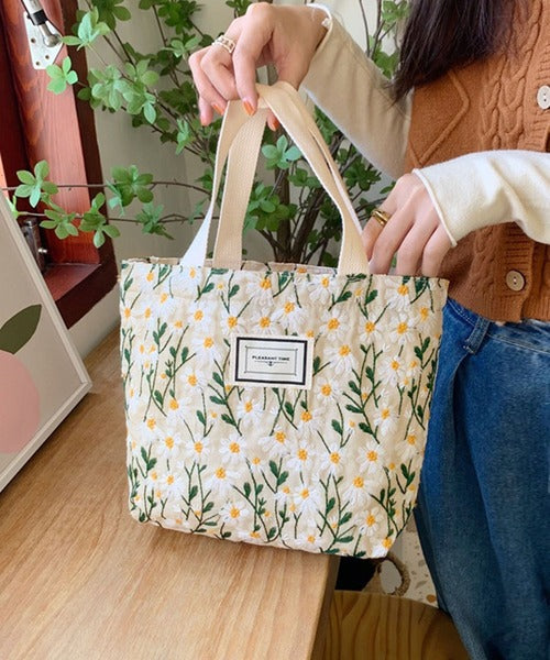 刺繍花柄ミニトートバッグ