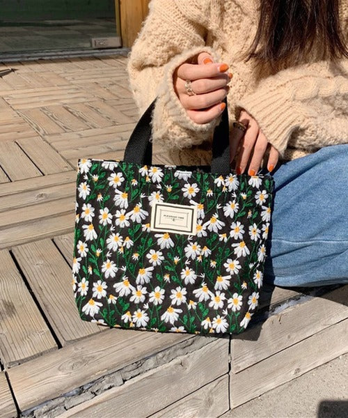 刺繍花柄ミニトートバッグ