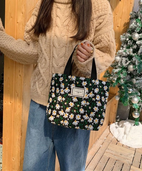 刺繍花柄ミニトートバッグ