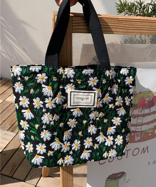 刺繍花柄ミニトートバッグ