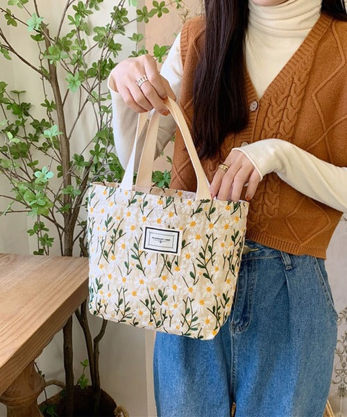 刺繍花柄ミニトートバッグ