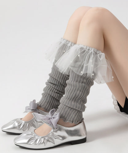 HOOK for girls くしゅくしゅ シアーニット レッグウォーマー コットン 春夏 バレエコア