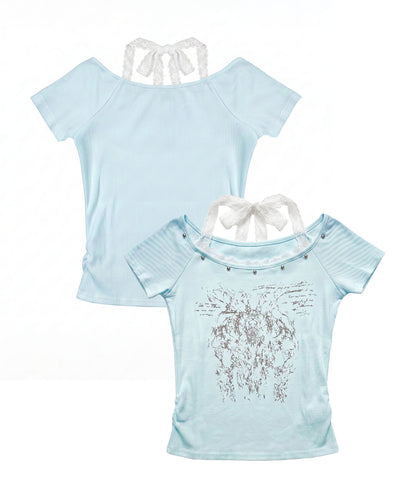 HOOK for girls レースレイヤード風 × グラフィック コンパクトT