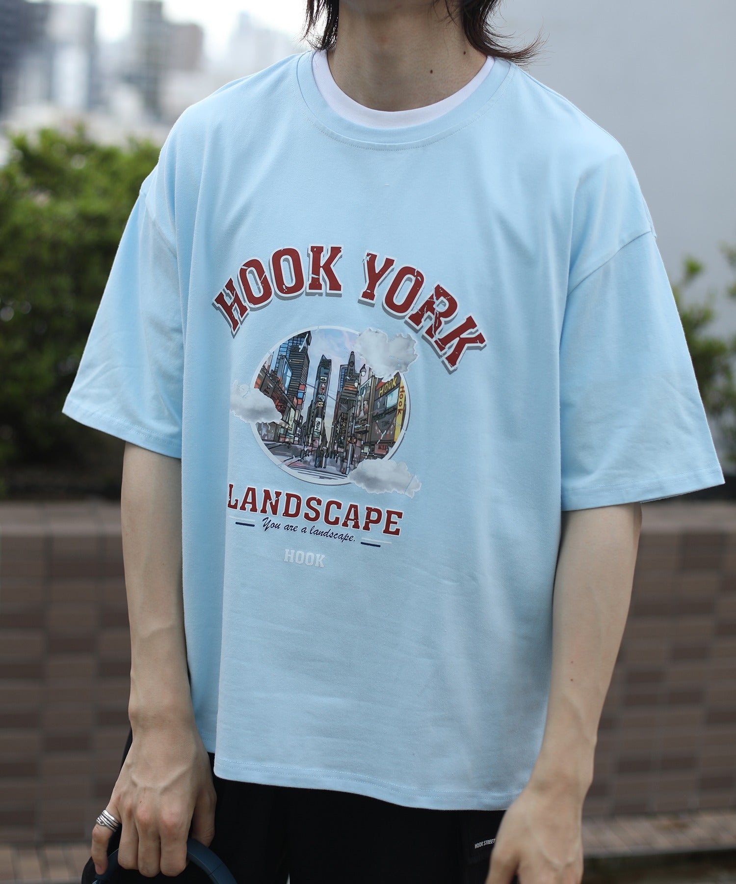 [HOOK -original-] Old clothes style urban pattern damage print short sleeve TEE