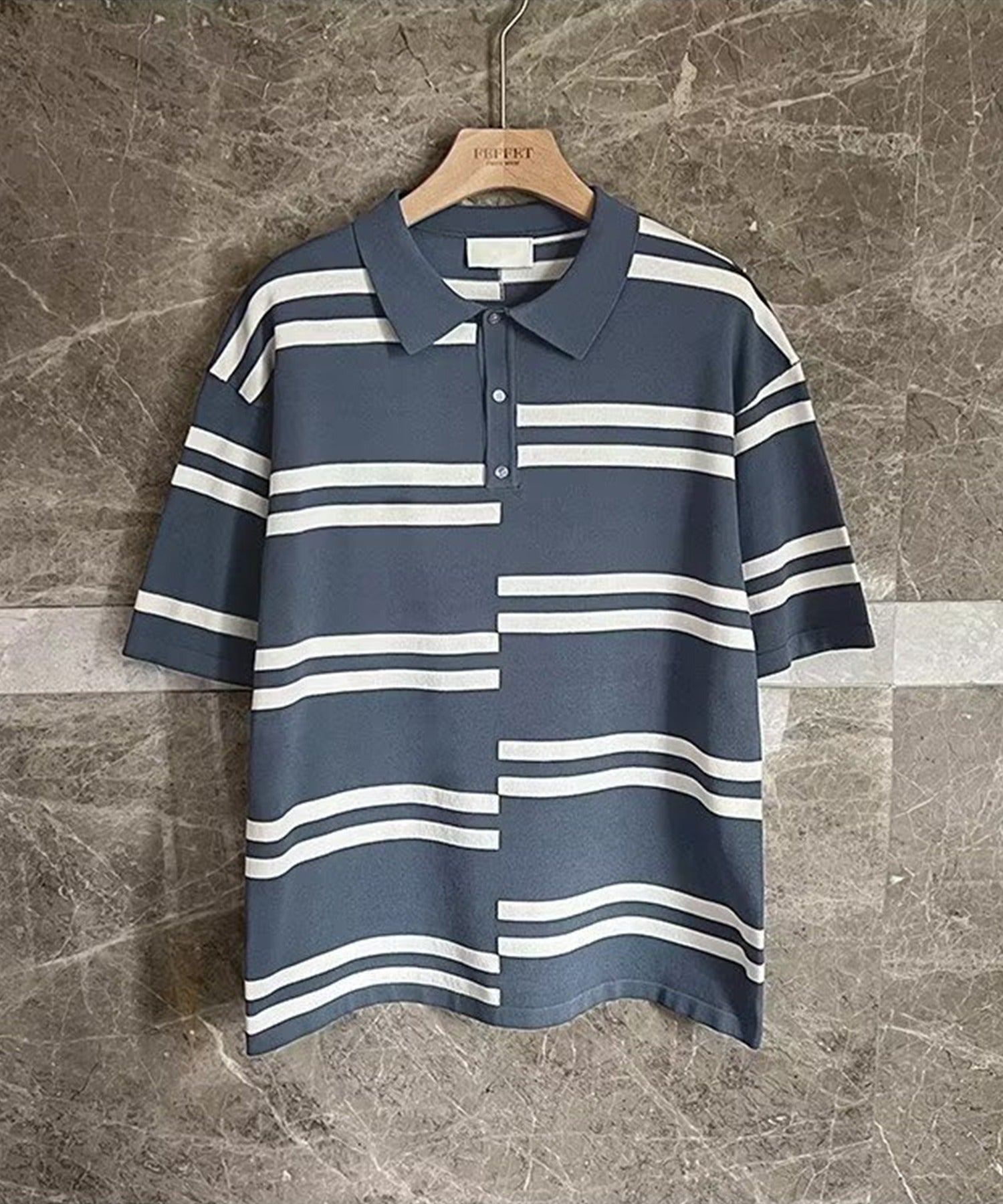 [aimoha Men's] Short sleeve border summer knit polo shirt