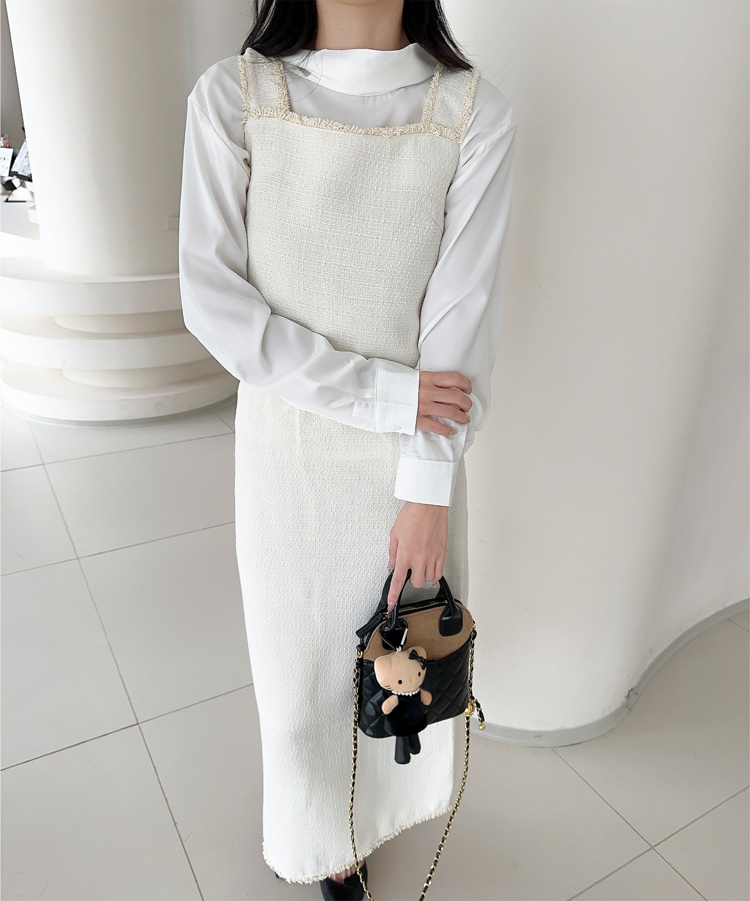 【Jasmine】ツイード調キャミソール＋ロングスカート