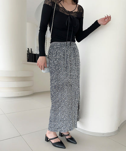 【Jasmine】スパンコールベロアロングスカート