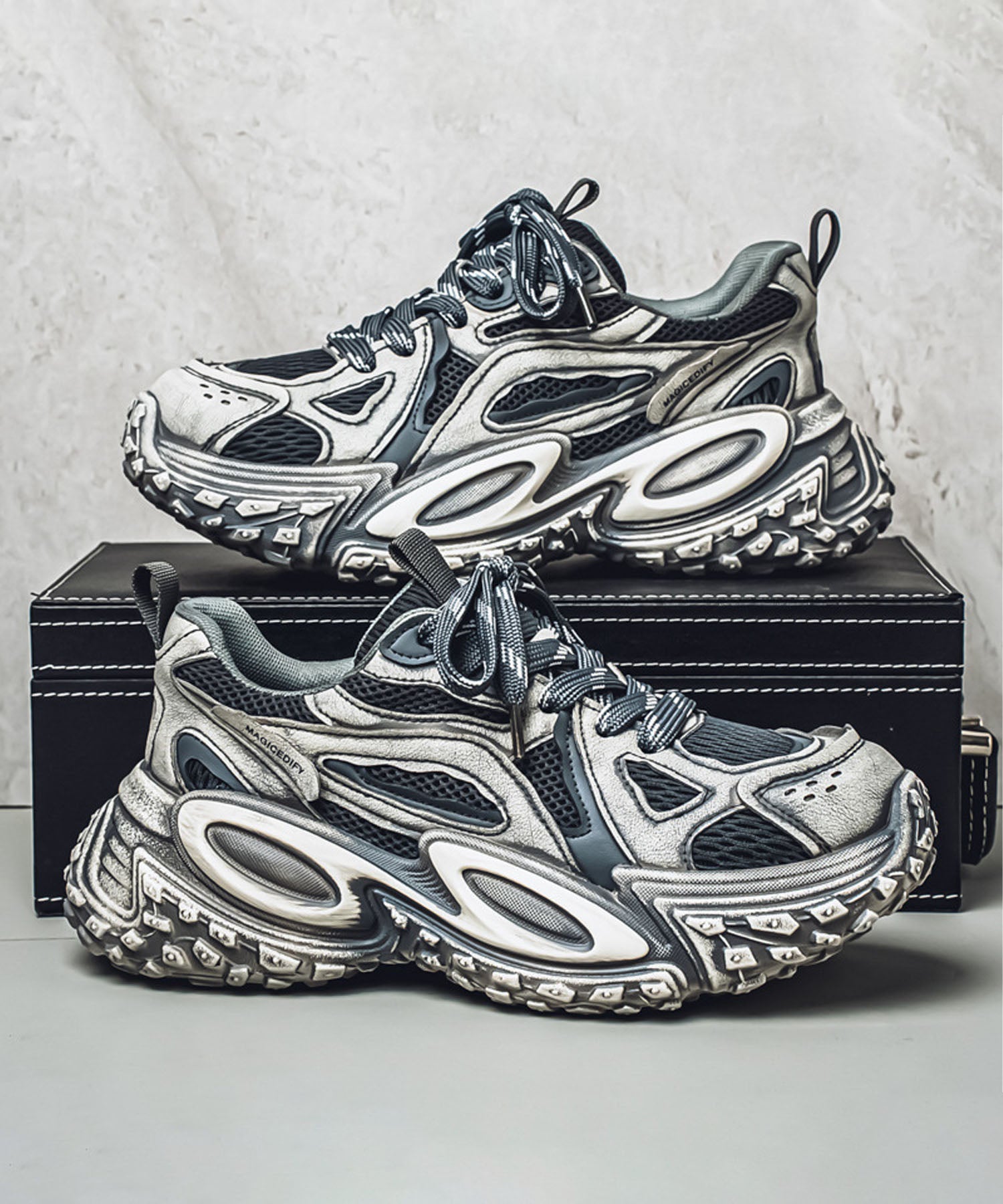 【SHOES 365】厚底凹凸ダッドスニーカー
