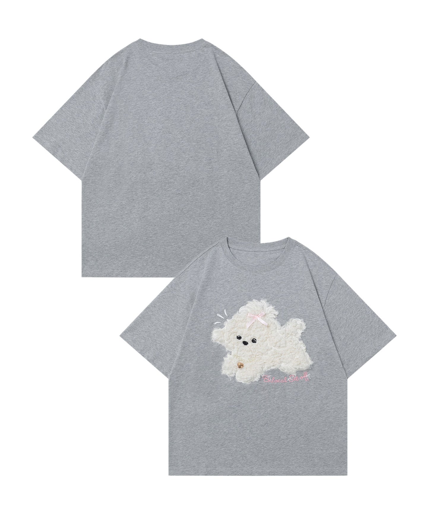 【HOOK】for girls ふわふわドッグ刺繍Tシャツ