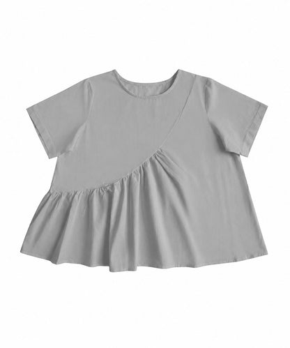aimoha/アシンメトリー切り替え半袖ブラウス