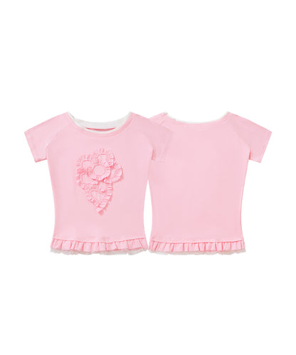 HOOK for girls　立体フリル裾レース半袖トップス (SS)