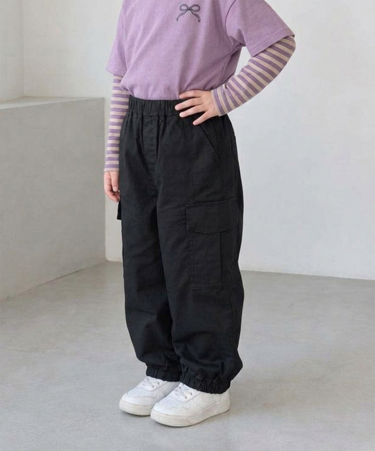 【aimoha KIDS】【90-130cm】ワイドカーゴジョガーパンツ