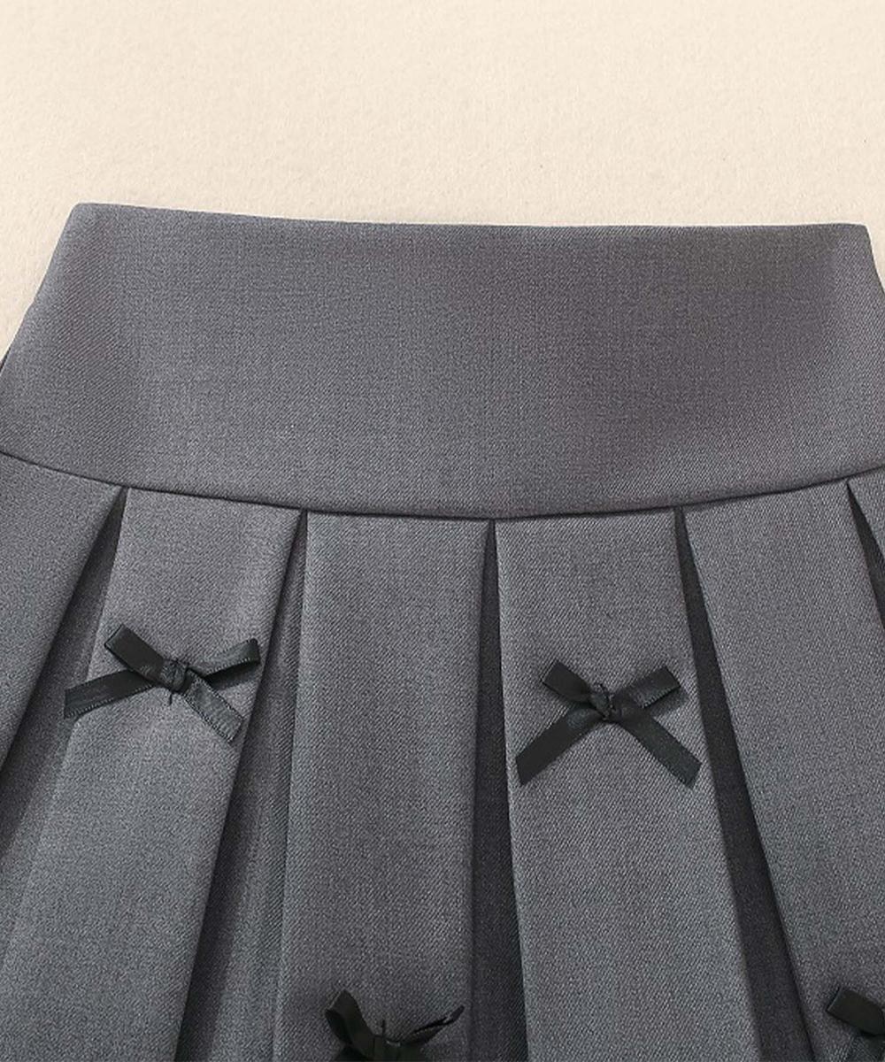 【aimoha-KIDS-】リボンプリーツスカート