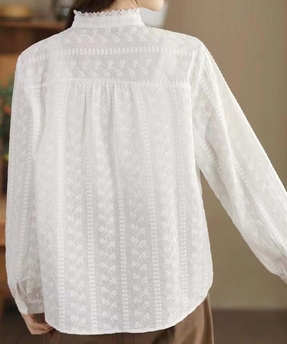 フリル襟刺繍シャツブラウス – 《公式》moremore（モアモア）