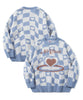 [HOOK] Heart and checkered pattern knit