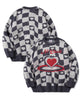 [HOOK] Heart and checkered pattern knit