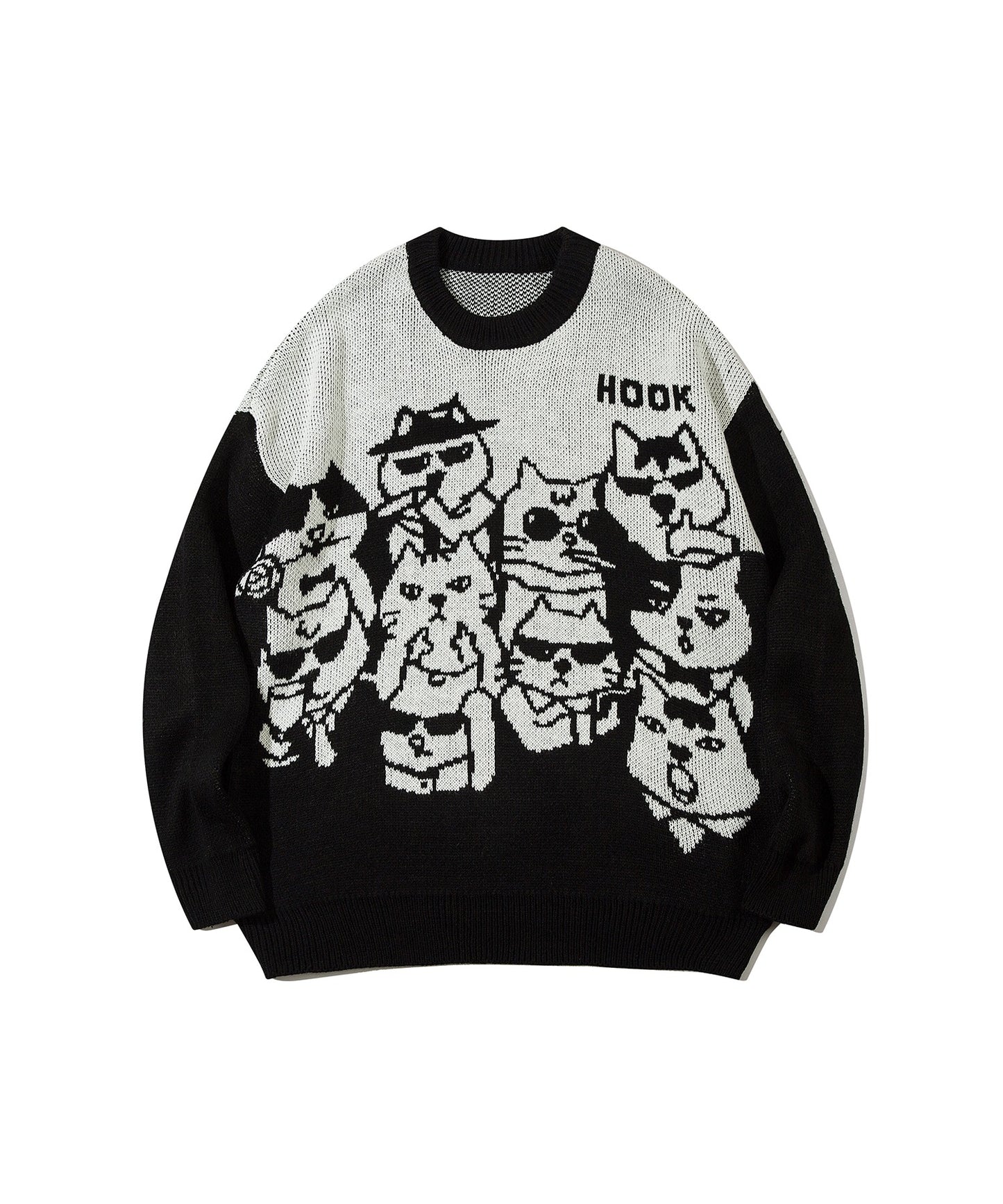 [HOOK -original-] Super cute Meow Meow Mafia all over pattern knit