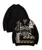 [HOOK -original-] Vintage clothing style retro patchwork pattern polo collar knit