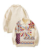 [HOOK -original-] Vintage clothing style retro patchwork pattern polo collar knit