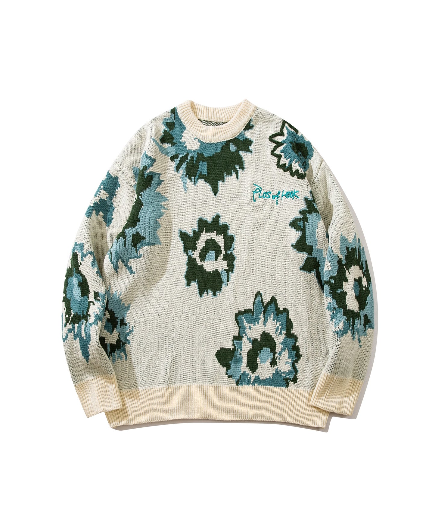 [HOOK -original-] Painting style sunflower jacquard knit