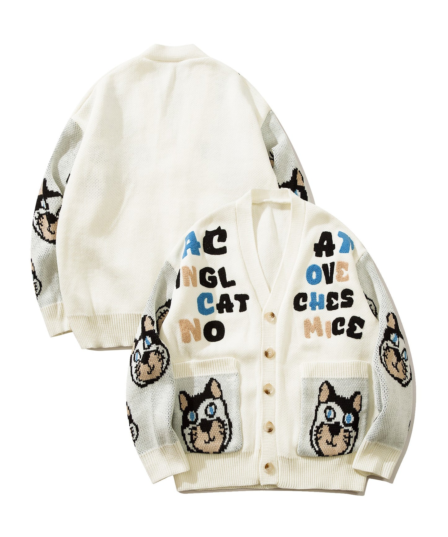 [HOOK -original-] Super cute Sagara embroidery cat pattern V-neck cardigan