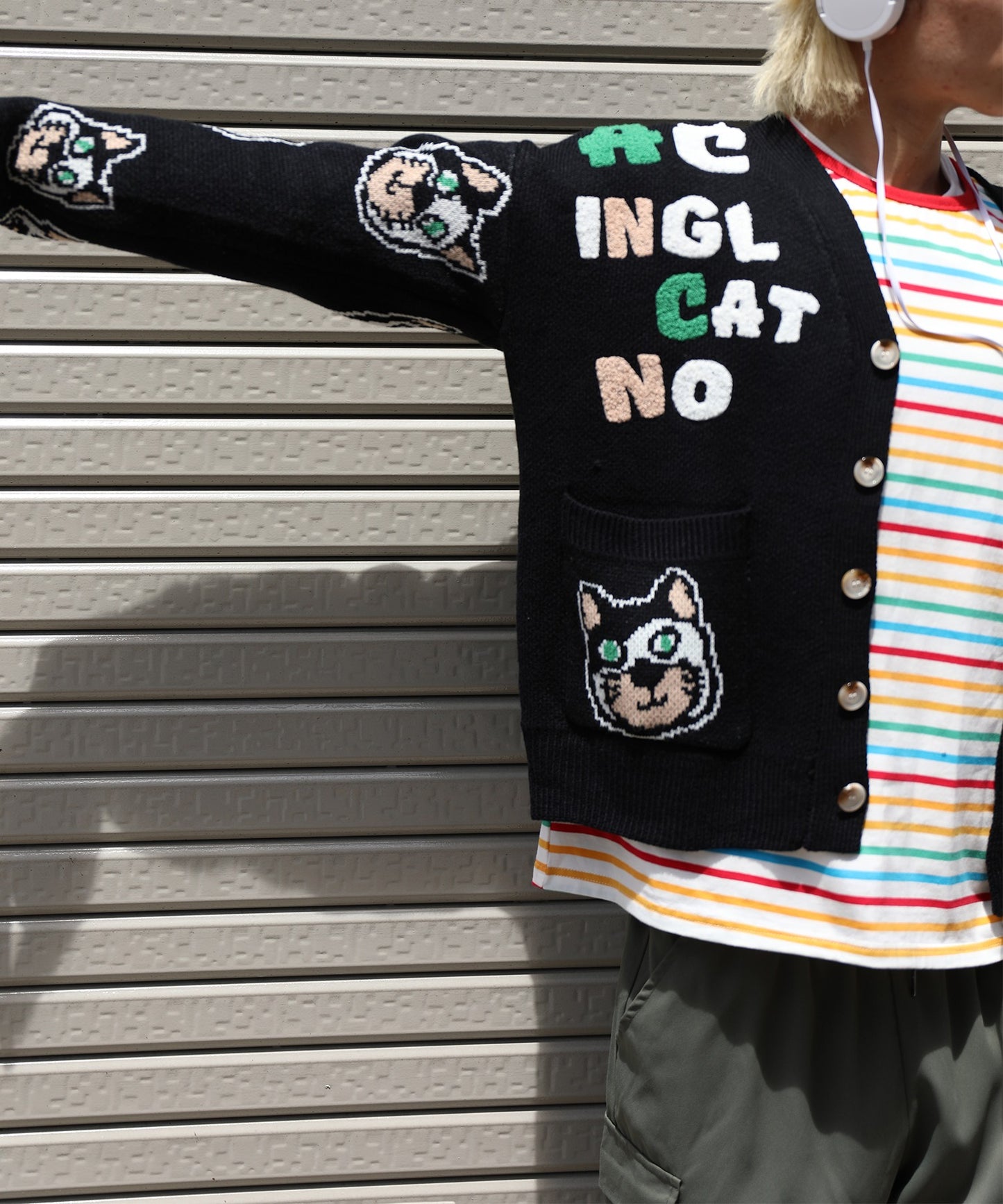 [HOOK -original-] Super cute Sagara embroidery cat pattern V-neck cardigan