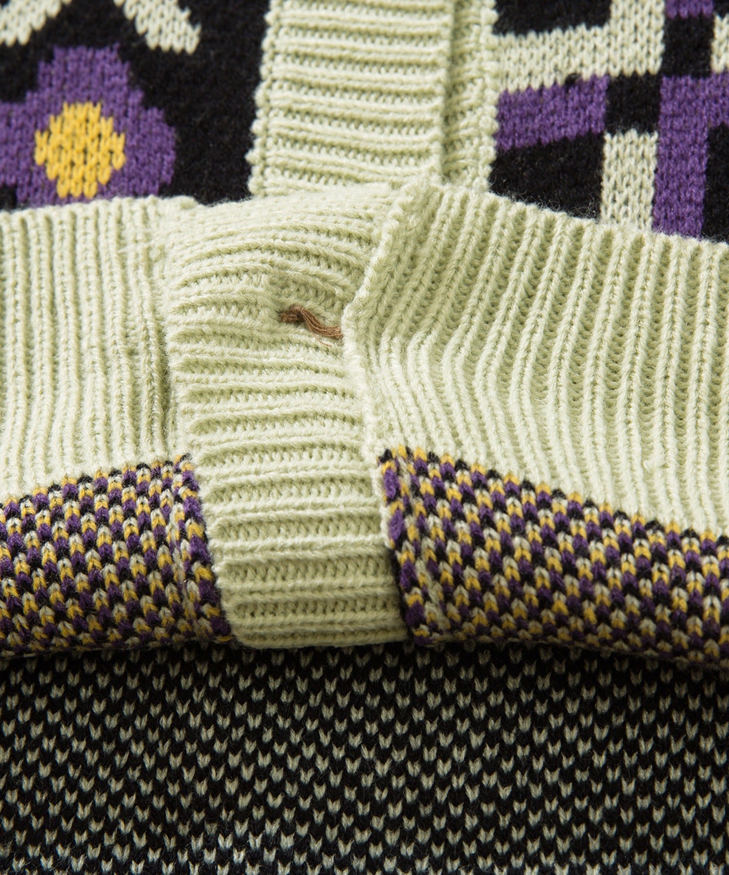[HOOK -original-] Retro flower/check pattern asymmetric open-front knit vest