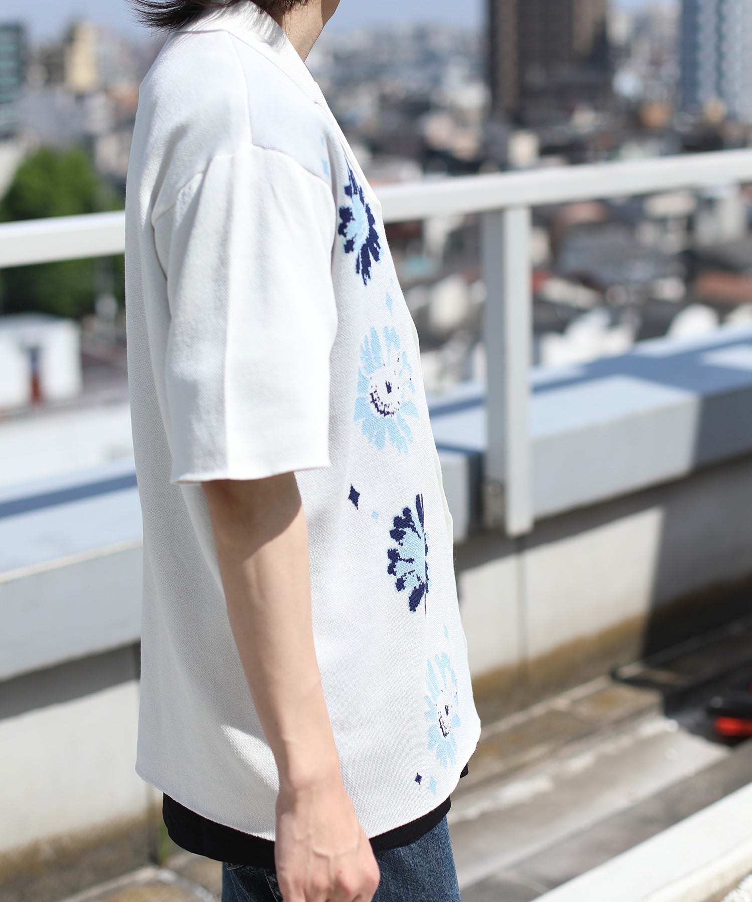 [HOOK -original-] Pop Margaret pattern aloha shirt cool summer knit