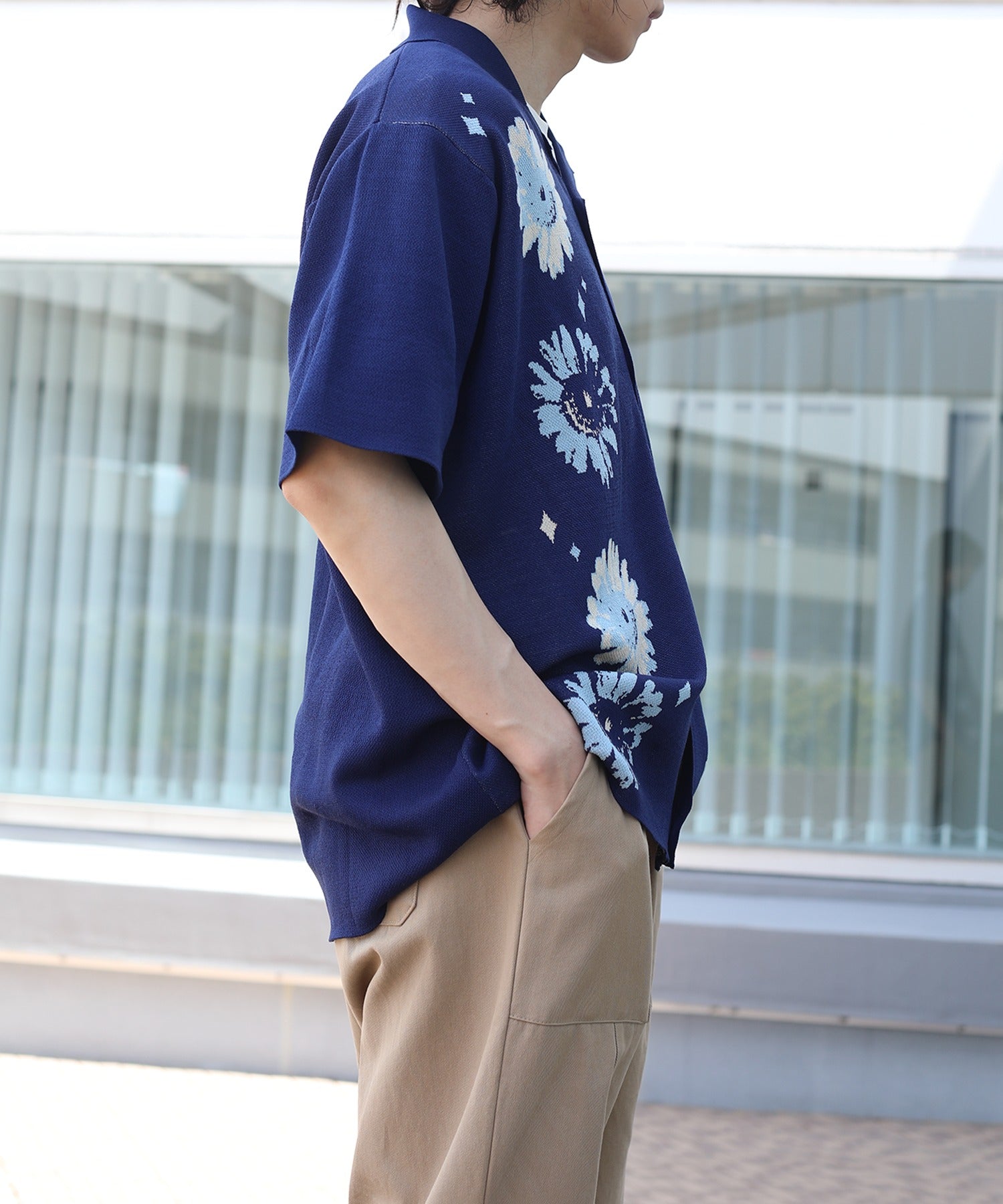 [HOOK -original-] Pop Margaret pattern aloha shirt cool summer knit