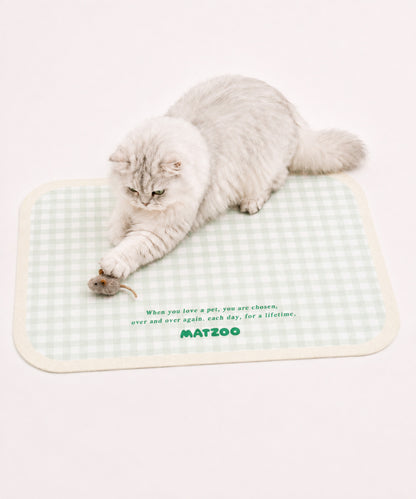 カラフルチェック ペット用食事マット（30×40cm）