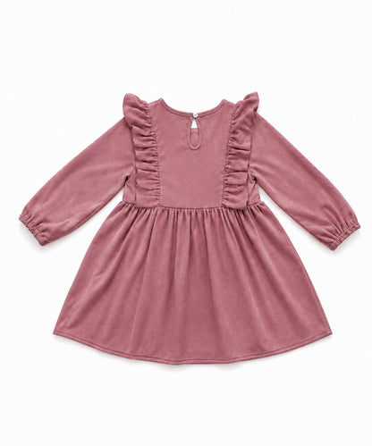 【aimoha KIDS】フリルデザインコーデュロイ長袖ワンピース