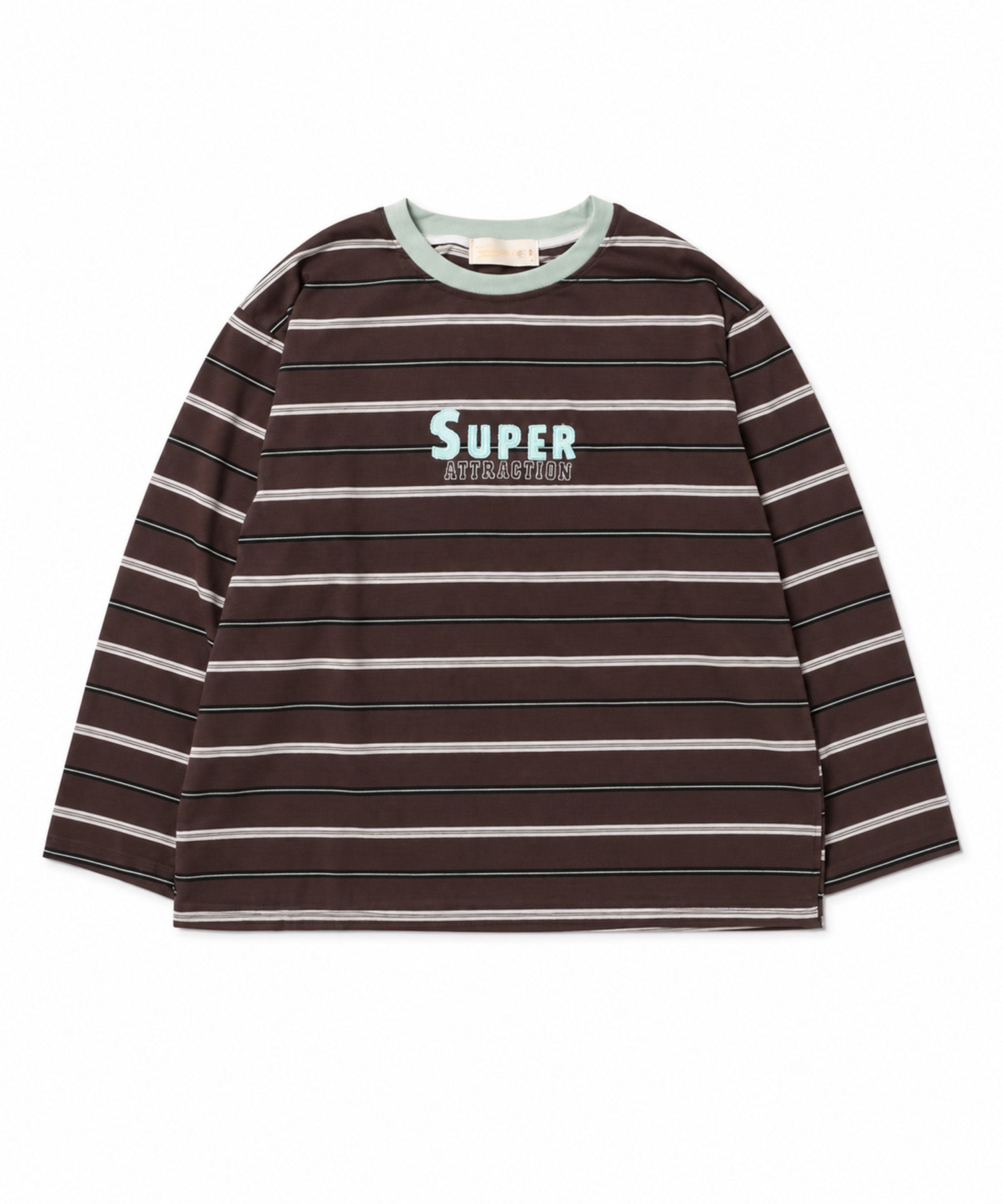 【aimoha KIDS】【ユニセックス】配色ボーダー長袖ロゴTシャツ