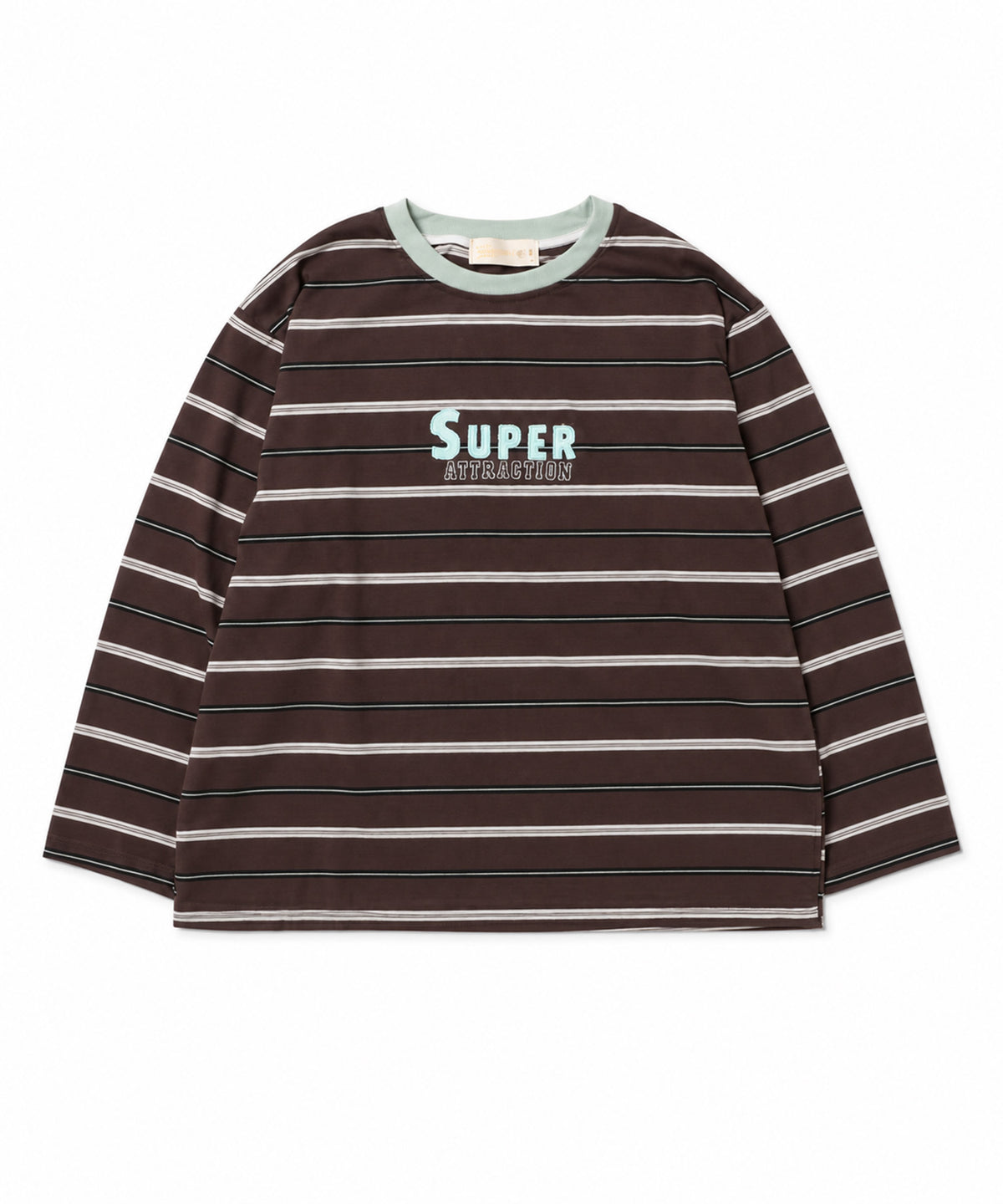 【aimoha KIDS】【ユニセックス】配色ボーダー長袖ロゴTシャツ