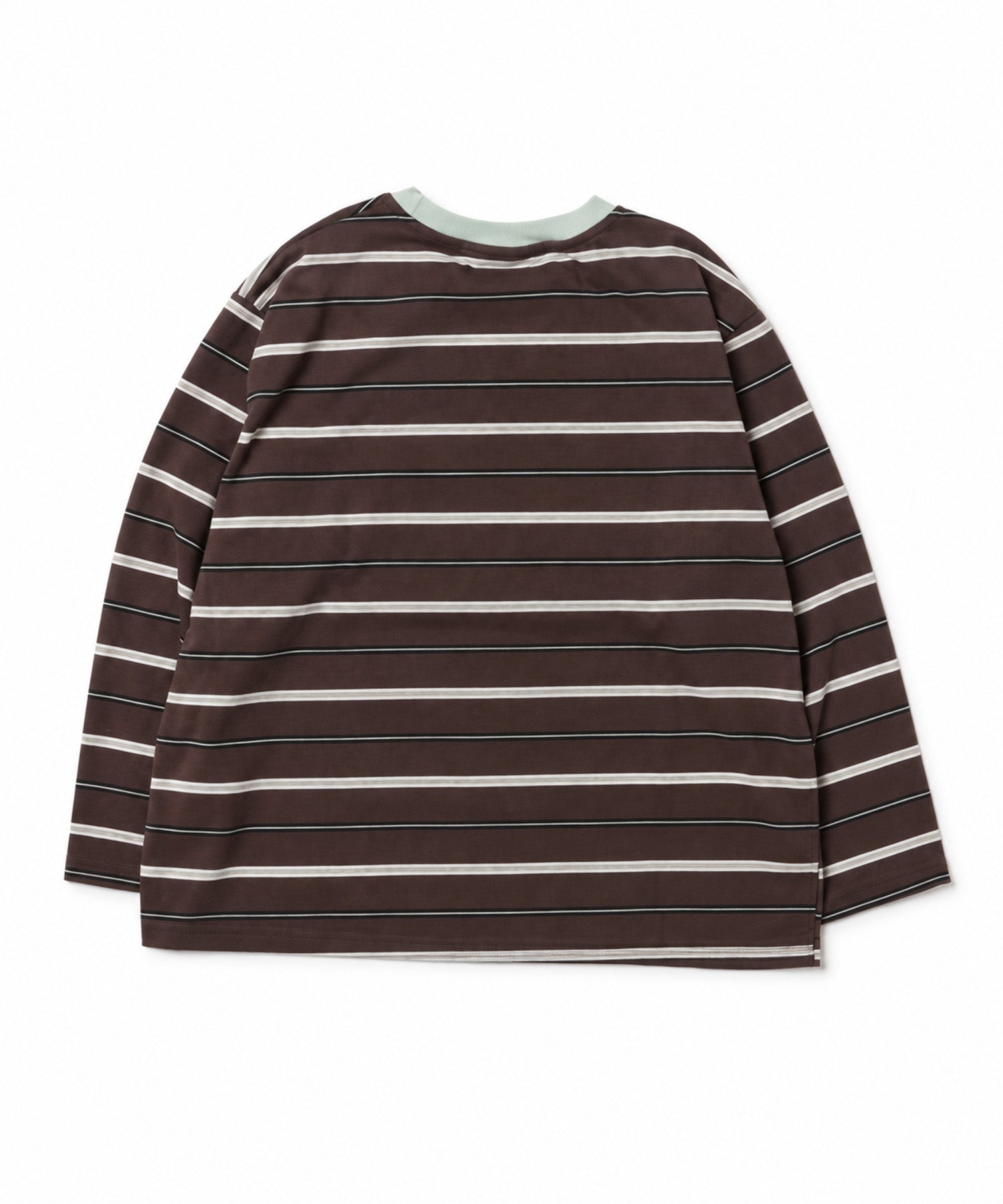 【aimoha KIDS】【ユニセックス】配色ボーダー長袖ロゴTシャツ