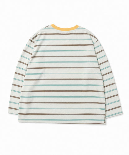 【aimoha KIDS】【ユニセックス】配色ボーダー長袖ロゴTシャツ