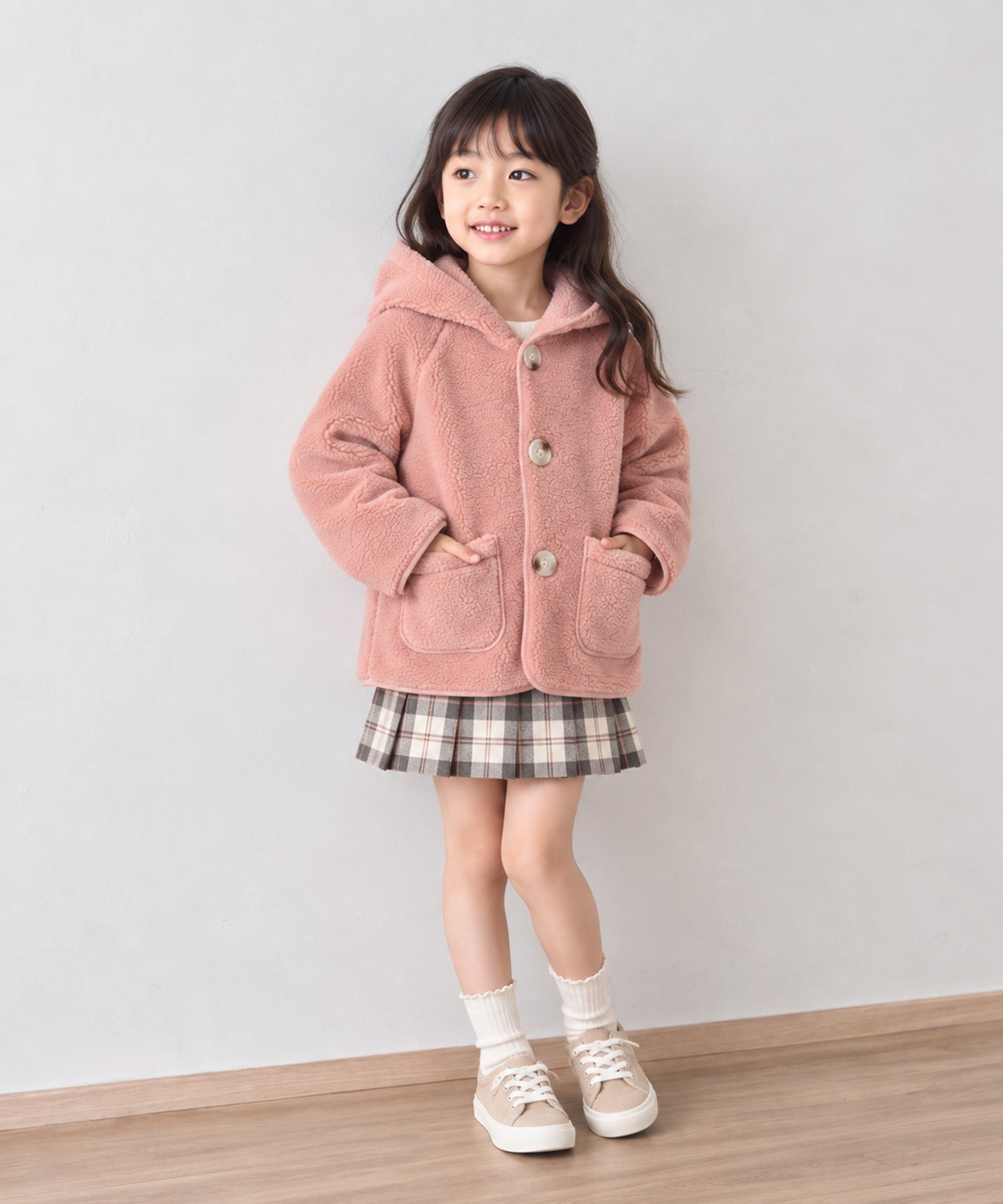 【aimoha KIDS】ふんわりあたたか ボアフードジャケット