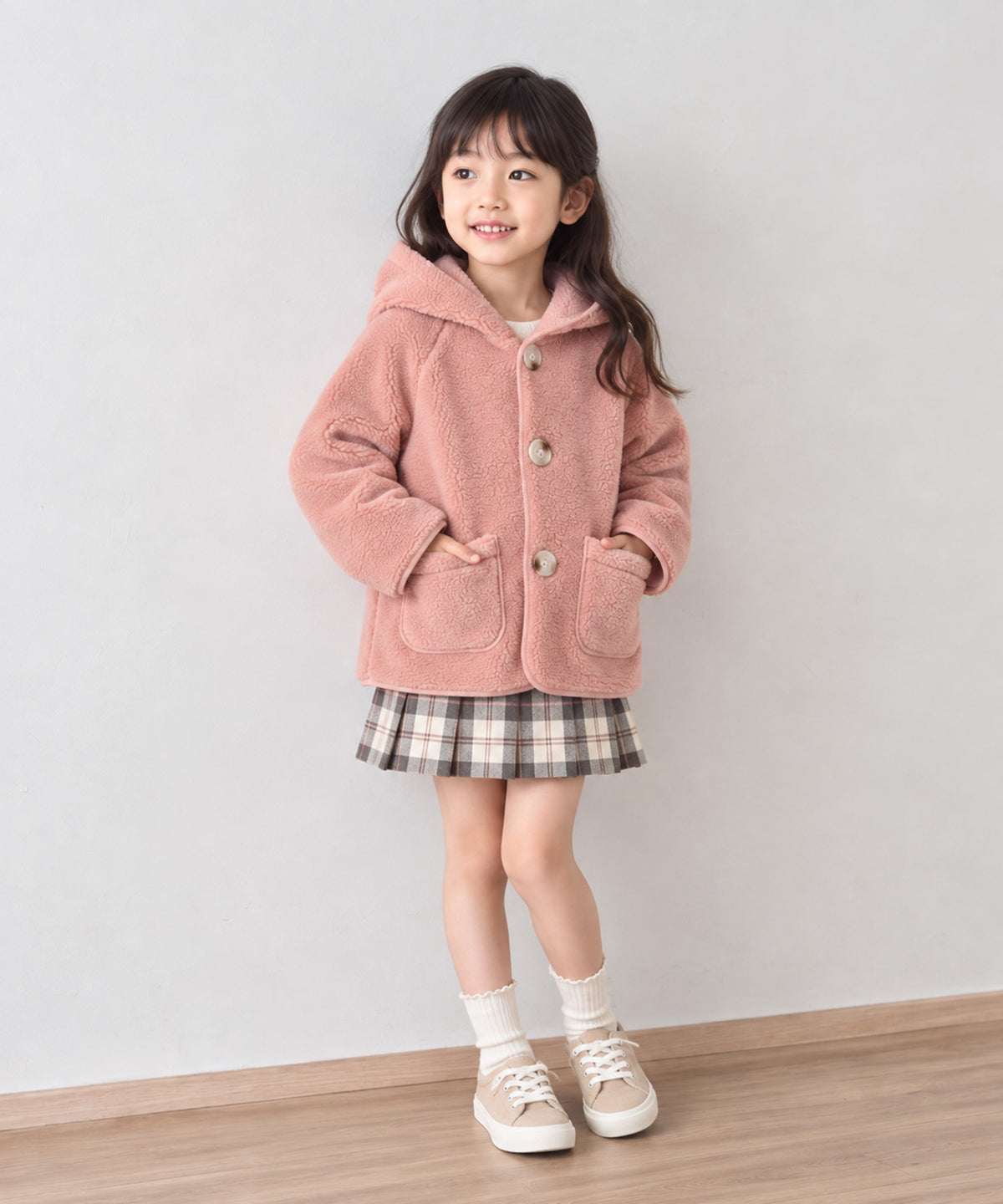 【aimoha KIDS】ふんわりあたたか ボアフードジャケット