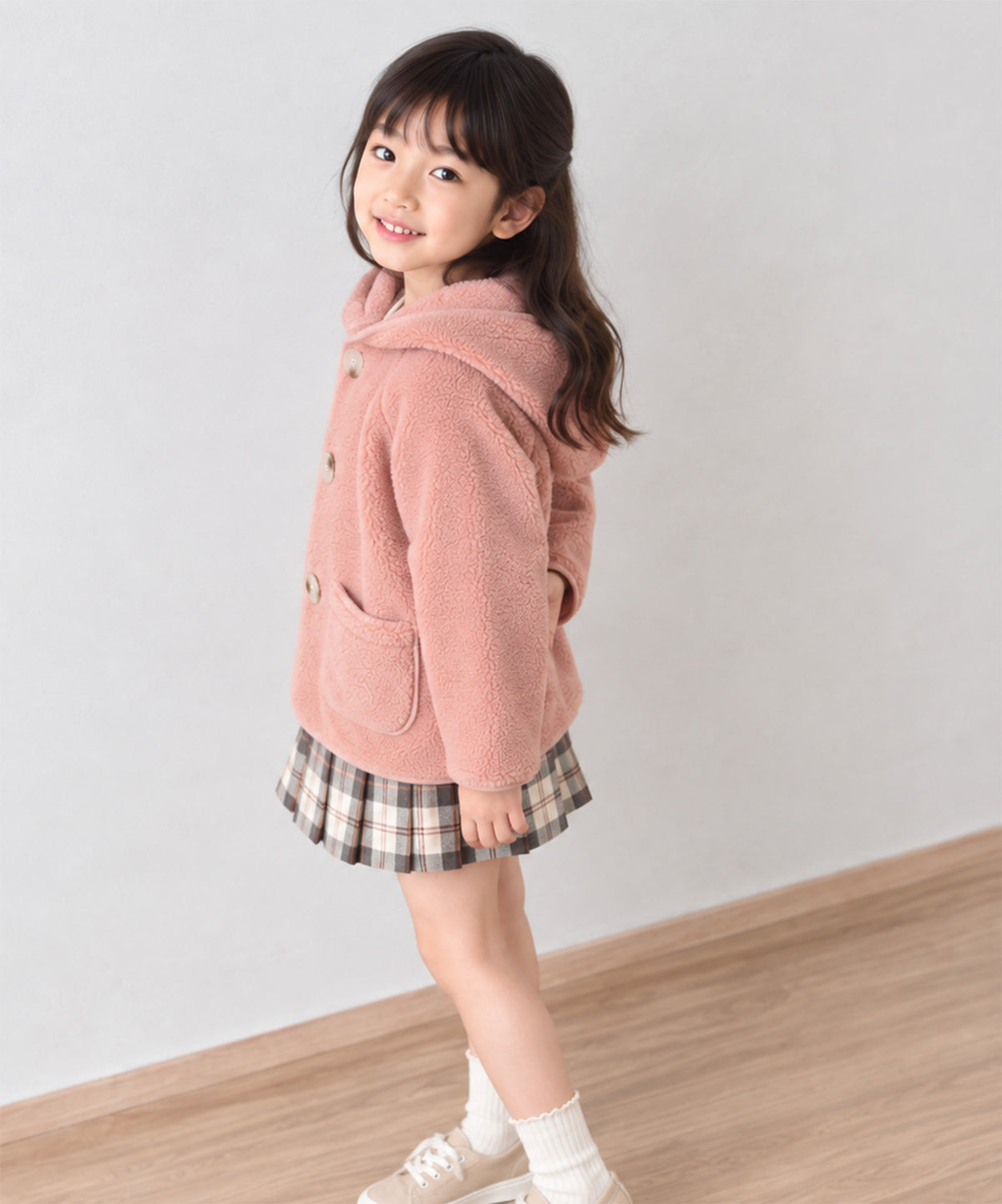 【aimoha KIDS】ふんわりあたたか ボアフードジャケット