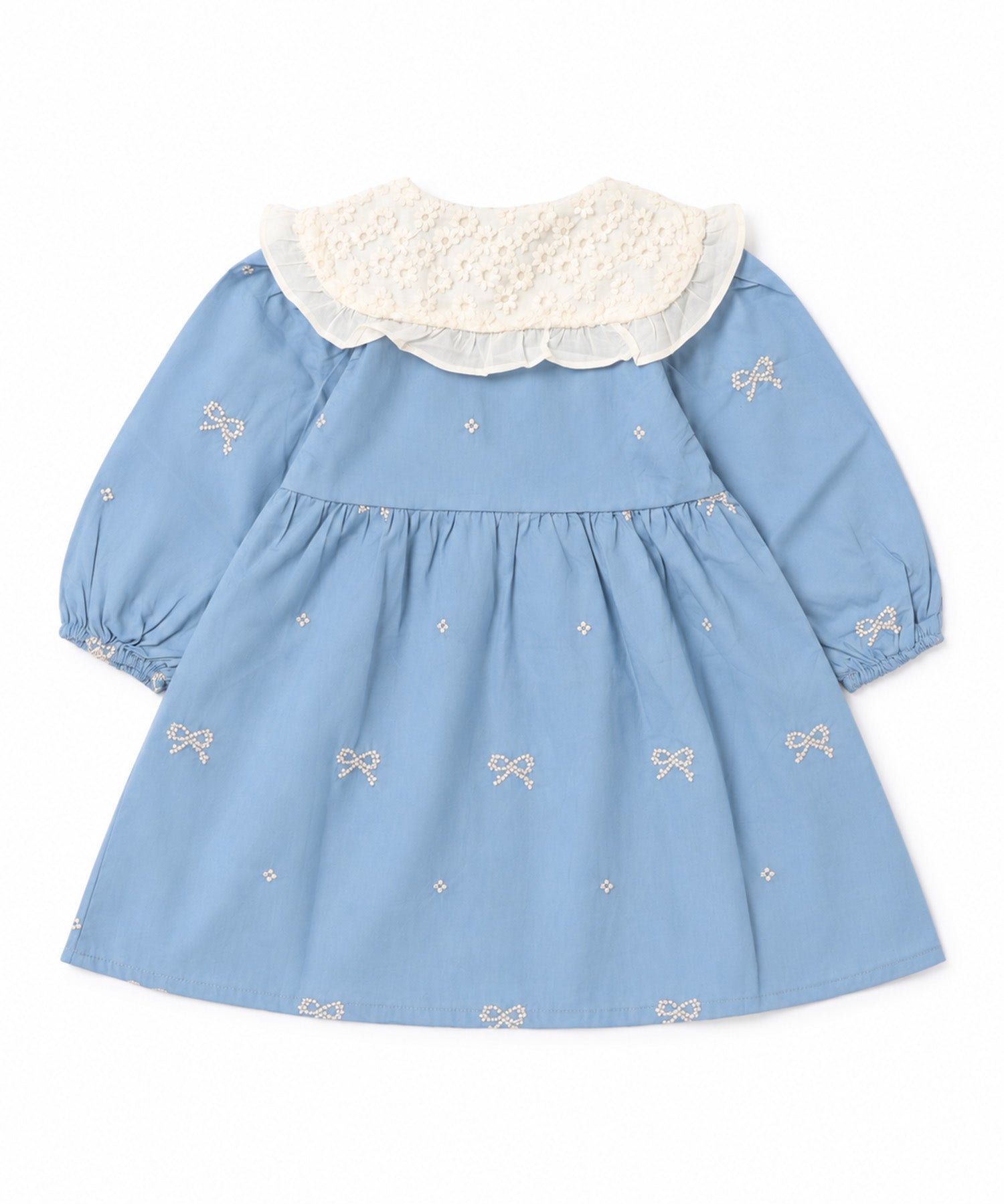 【aimoha KIDS】【90-130cm】レース襟リボン刺繍ワンピース